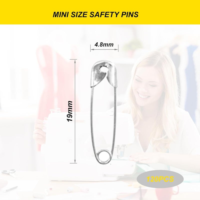 keepsweat 120 Pcs Small Safety Pins Silvery,0.75Inch/19mm Silvery Safety Pins for Clothes Metal Tiny Clothes Pin Rust Resistant Mini Safety Pin for Art Crafting,Sewing,Jewelry Making - Image 2